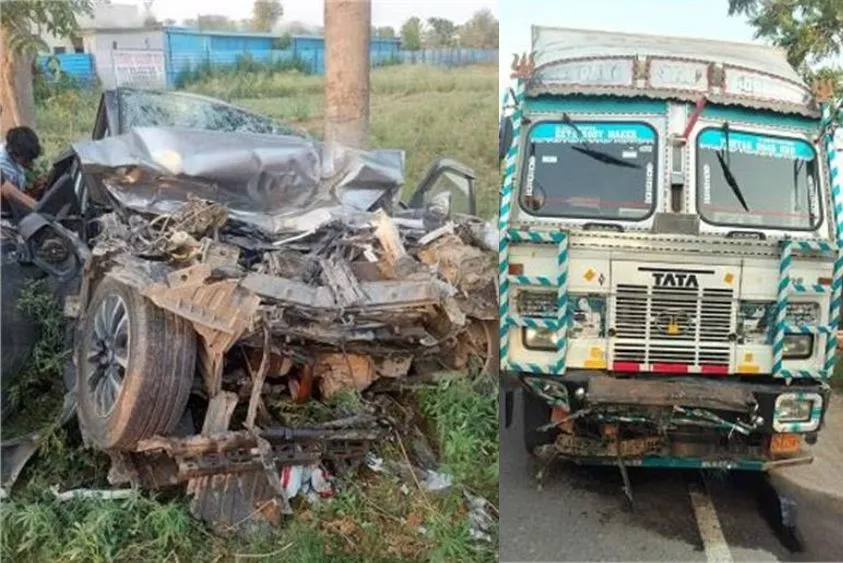 गुरुग्राम भीषण सड़क हादसा: ट्रक की टक्कर से ब्रेजा के उड़े परखच्चे, पटवारी और पूर्व सैनिक सहित 3 की मौत