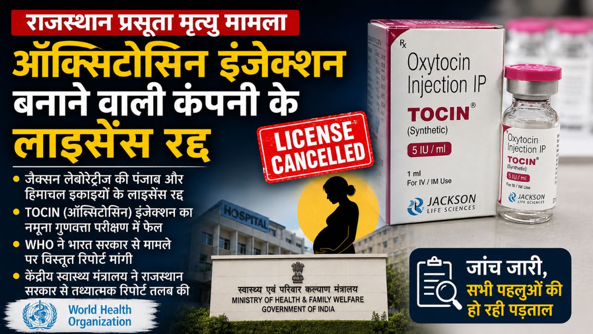 Rajasthan News: प्रसूता मृत्यु मामले में बड़ी कार्रवाई, इंजेक्शन कंपनी का लाइसेंस रद्द, WHO ने भारत सरकार से मांगी रिपोर्ट