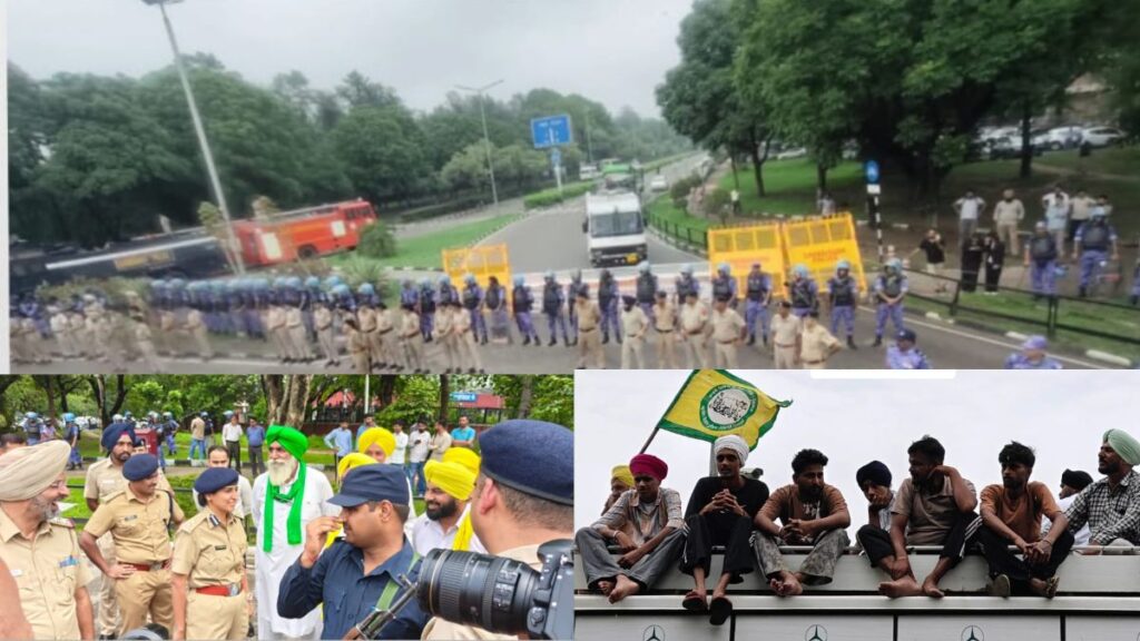 Chandigarh Farmers Protes: चंडीगढ़ में किसानों का प्रदर्शन, ट्रेड डील और भूमि पूलिंग नीति के विरोध में मटका चौक तक निकला रोष मार्च