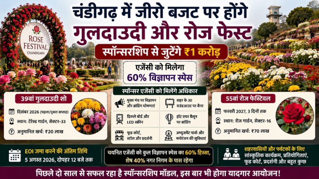 Chandigarh Rose Festival: चंडीगढ़ में बिना सरकारी खर्च के होंगे गुलदाउदी शो और रोज फेस्टिवल, स्पॉन्सरशिप से जुटेगा पूरा बजट