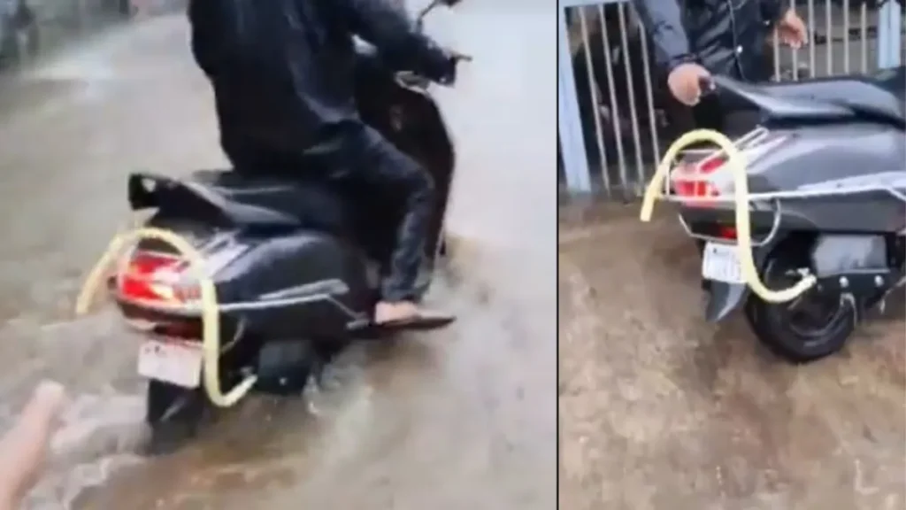Desi Jugaad Viral: पानी से डूबी सड़क पर स्कूटी में लंबा पाइप लगाकर निकला शख्स, लोग बोले— 'नेक्स्ट लेवल इंजीनियरिंग