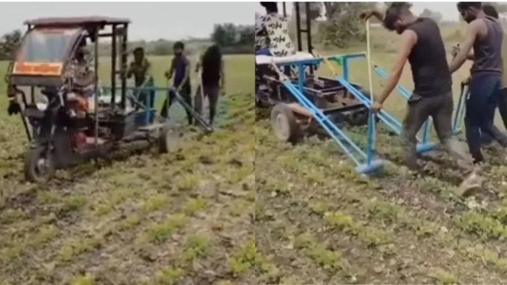 E-Rickshaw Desi Jugaad: ई-रिक्शा के पीछे हल बांधकर जोत डाला पूरा खेत, किसान के इस देसी जुगाड़ को देख आनंद महिंद्रा भी हो जाएंगे हैरान