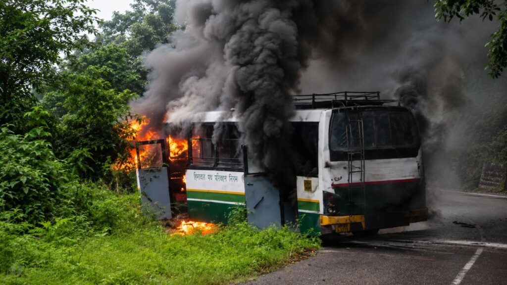 Himachal Bus Accident: कांगड़ा में पालमपुर रूट पर HRTC बस धू-धू कर जली, चालक की सतर्कता से 30 यात्रियों की बची जान