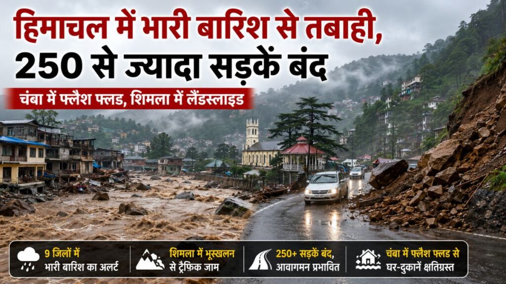 Himachal Weather Update: हिमाचल में मानसून बना आफत, 250 से ज्यादा सड़कें बंद, चंबा में फ्लैश फ्लड