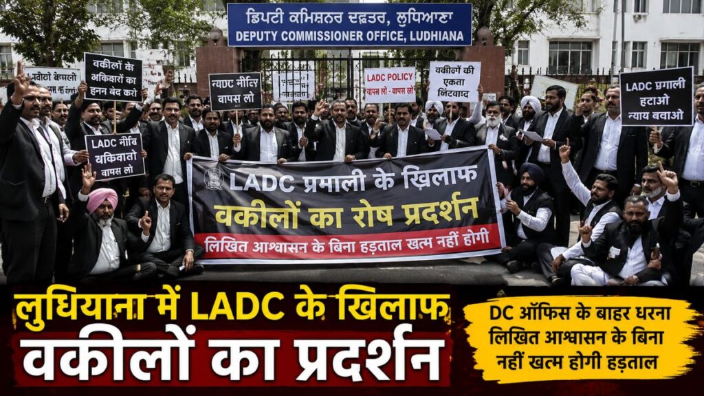 Ludhiana News: लुधियाना में LADC के विरोध में वकीलों का बड़ा प्रदर्शन, DC कार्यालय के बाहर धरना