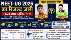 NEET UG 2026 Result: 11.21 लाख अभ्यर्थी हुए क्वालिफाई, पंजाब और हरियाणा के छात्रों ने 715 अंक के साथ किया टॉप