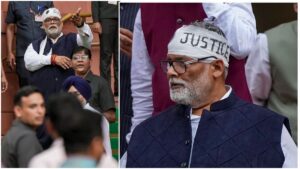 Political Update: संसद परिसर में पप्पू यादव का सांकेतिक प्रदर्शन, सिर पर पट्टी बांधकर लाठी लेकर पहुंचे