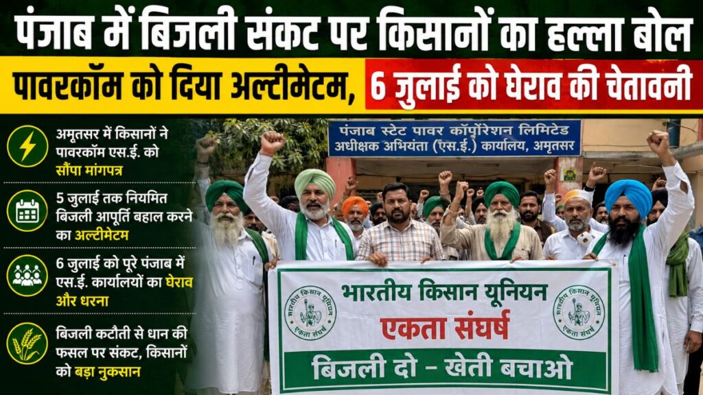 Power crisis in Punjab: पंजाब में बिजली संकट पर किसानों का अल्टीमेटम, 6 जुलाई को होगा पावरकॉम दफ्तरों का घेराव