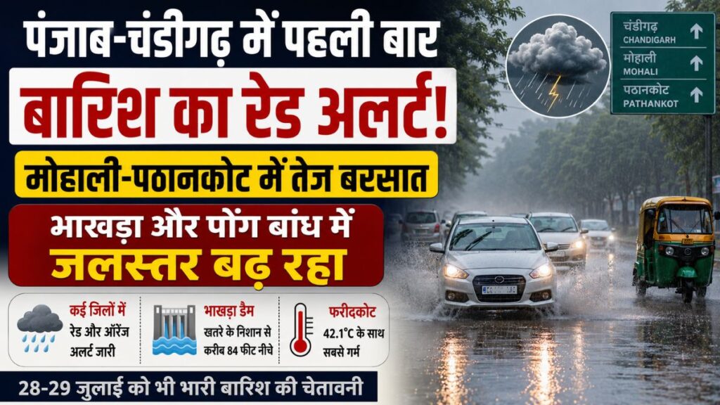 Punjab Weather Update: पंजाब-चंडीगढ़ में पहली बार बारिश का रेड अलर्ट, मोहाली-पठानकोट में तेज बरसात