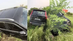 Rewari News: मांढण में नाला कूदकर गड्ढे में गिरी तेज रफ्तार स्कॉर्पियो, रेवाड़ी के बड़े नेता की नजदीकी महिला चला रही थी कार