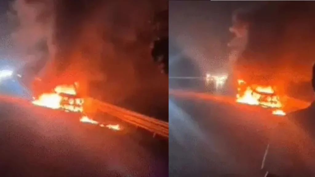 Kurukshetra News: कुरुक्षेत्र में जीटी रोड पर चलती कार बनी आग का गोला, ड्राइवर ने कूदकर बचाई जान