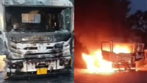 Yamunanagar Truck Fire: यमुनानगर में 11 हजार वोल्ट के करंट से धू-धू कर जला ट्रक, देखें ड्राइवर ने कैसे बचाई जान