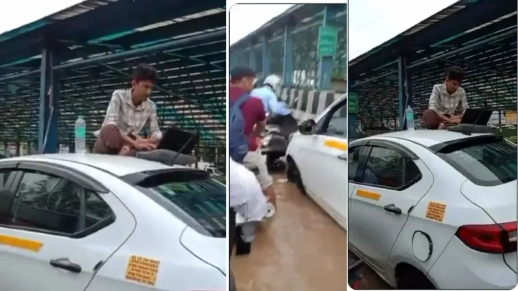 Gurgaon Traffic Viral: कैब की छत पर बैठकर लैपटॉप चलाने लगा शख्स, वर्क फ्रॉम रोड का वीडियो वायरल