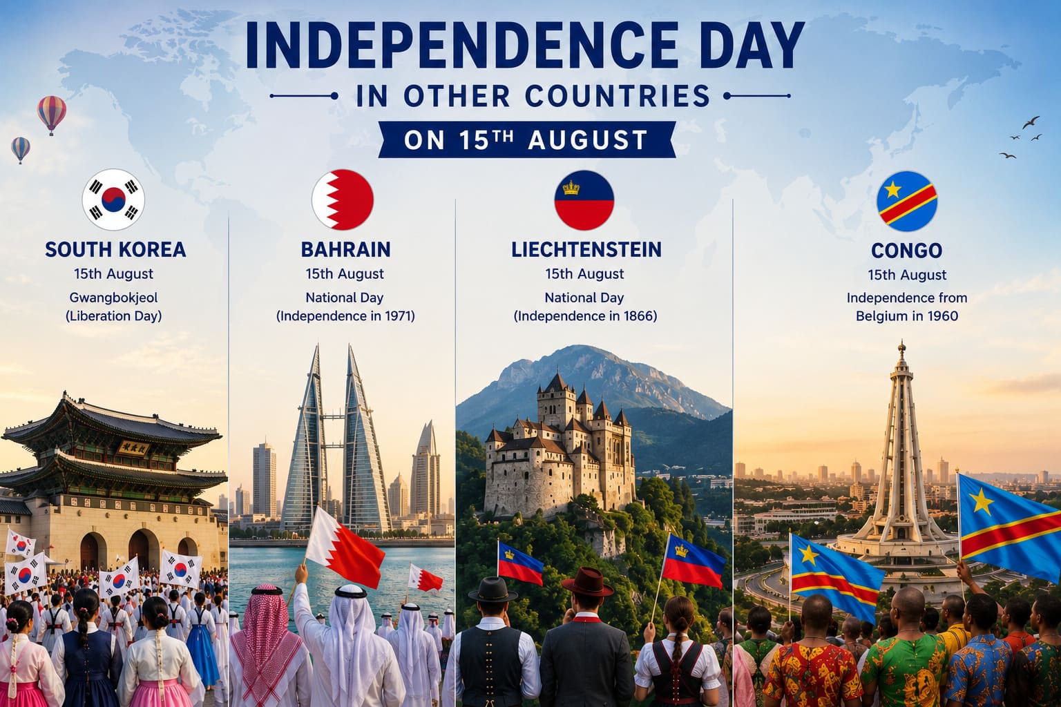 Independence Day Celebrated on 15th August by Other Countries
