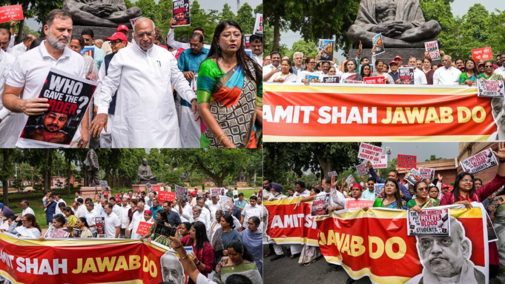 Political Update: संसद परिसर में विपक्ष का मार्च, गृह मंत्री से सदन में आकर जवाब देने की मांग की