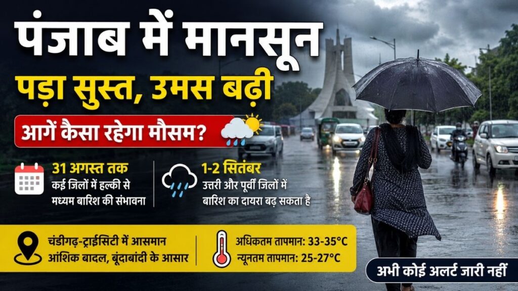 Punjab Weather: पंजाब में मानसून सुस्त, उमस भरी गर्मी से लोग परेशान, 1-2 सितंबर को इन जिलों में बढ़ सकती है बारिश