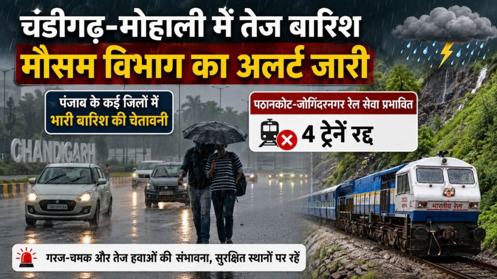 Punjab Weather Update: चंडीगढ़-मोहाली में सुबह सुबह तेज बारिश, पंजाब में भारी बारिश का अलर्ट, 4 ट्रेनें रद्द