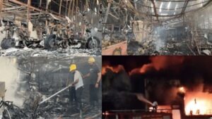 Sikar showroom fire: सीकर में इलेक्ट्रिक गाड़ियों के 2 शोरूम में भीषण आग, 40 से ज्यादा वाहन जले, पास का ऑटो पार्ट्स शोरूम भी जला