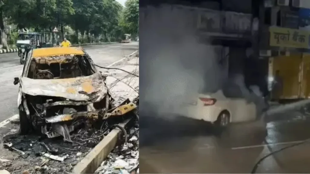 Yamunanagar News: यमुनानगर में खंभे से टकराकर बनी आग का गोला कार, चालक ने कूदकर बचाई जान