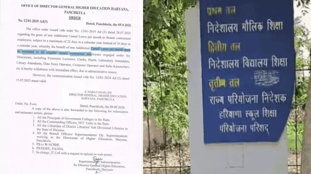 Haryana Higher Education: महिला अनुबंध कर्मचारियों को झटका, उच्च शिक्षा विभाग ने वापस ली अतिरिक्त CL
