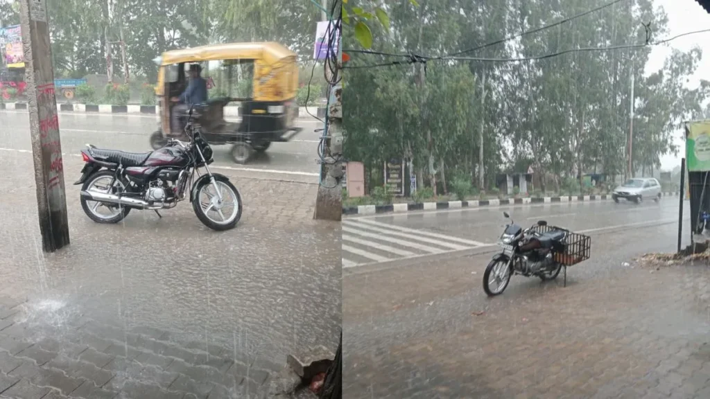 Kurukshetra Weather update: कुरुक्षेत्र में अचानक हुई मूसलाधार बारिश, ज्योतिसर में धान की कटाई ठप, किसानों की बढ़ी चिंता
