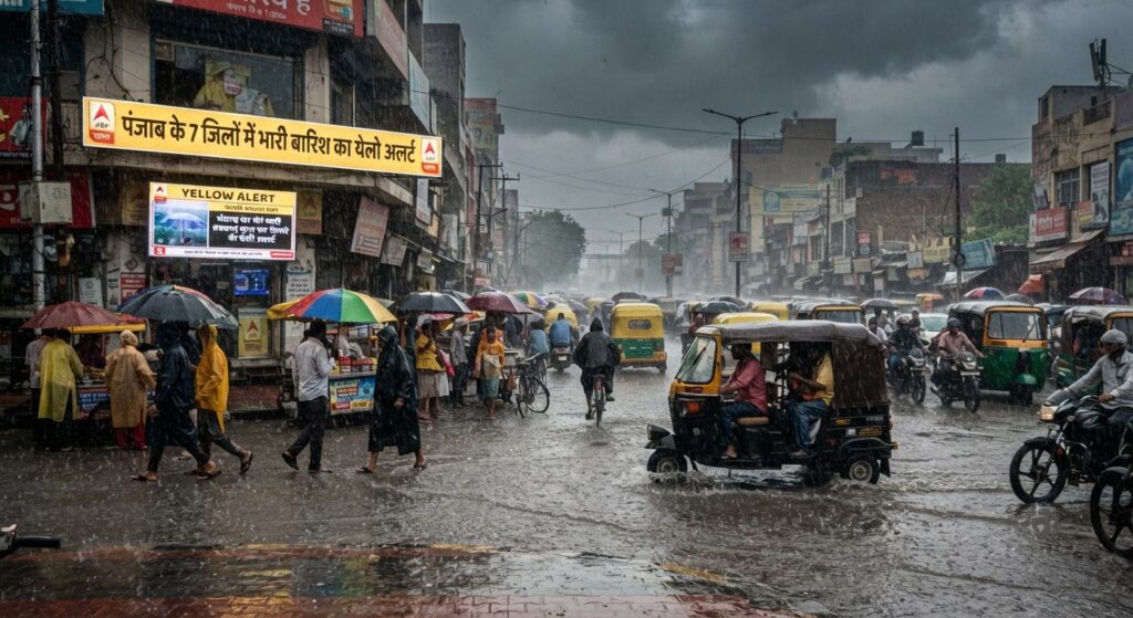 Punjab Weather Update : पंजाब के 7 जिलों में आज भारी बारिश का येलो अलर्ट
