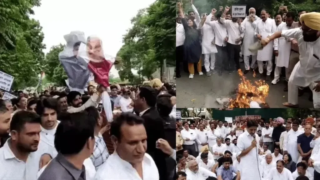 Yamunanagar Congress Protest: 'वोट चोरी' के खिलाफ यमुनानगर में कांग्रेस का हल्ला बोल, दीपेंद्र हुड्डा की अगुवाई में फूंका पुतला