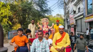 Narnaul : नारनौल में धूमधाम से संपन्न हुआ गणपति विसर्जन, ढोल-नगाड़ों और आतिशबाजी के साथ दी गई बप्पा को विदाई